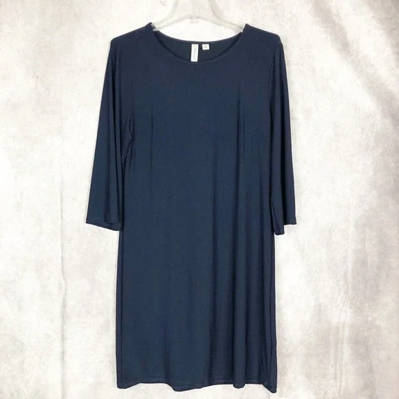 Tacera Women's Sz S Blue Long Sleeve Knee Length Pullover Dress - Picture 2 of 8